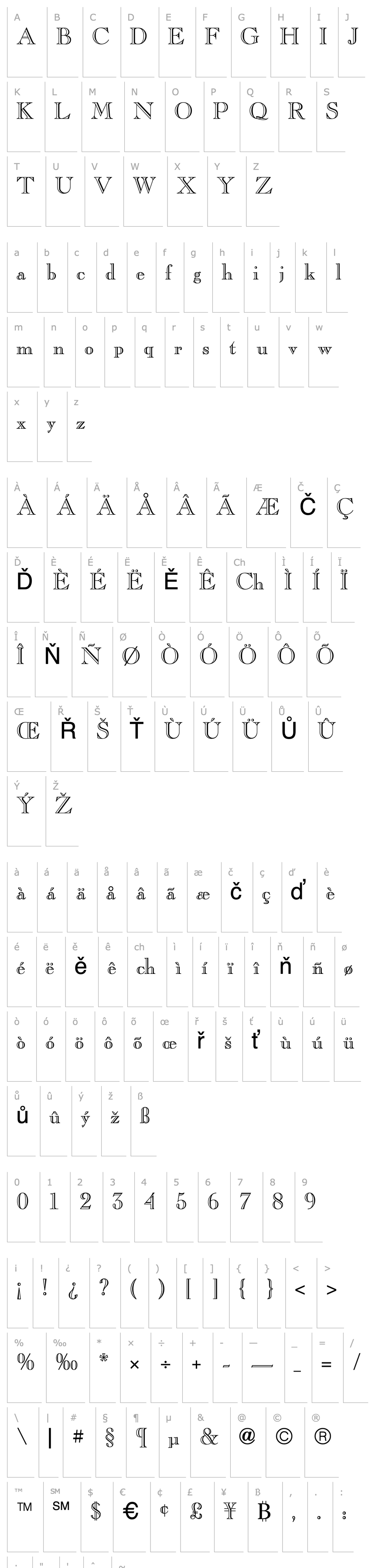 Přehled Caslon ICG Open Face