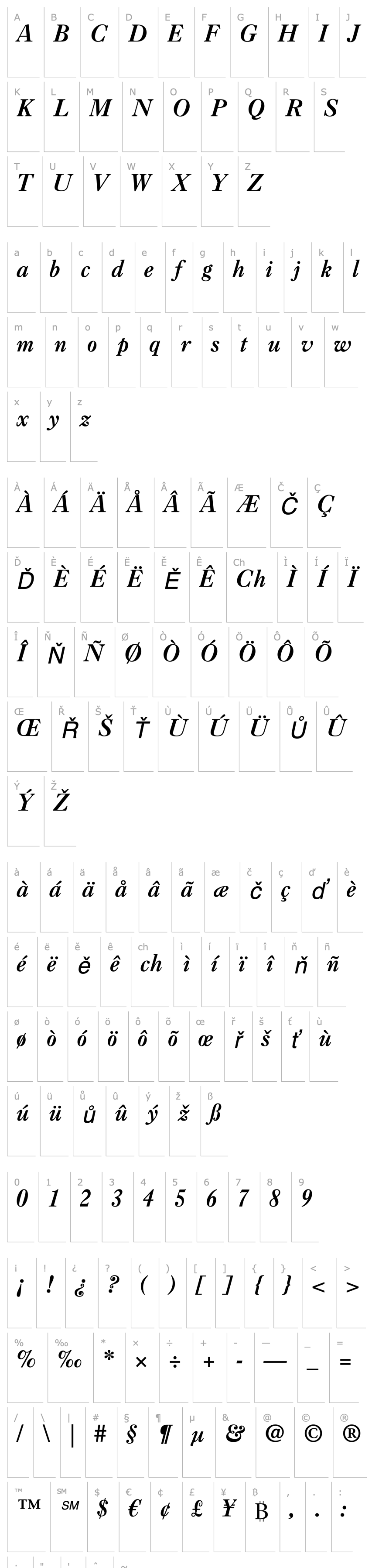 Přehled Caslon3LTStd-Italic