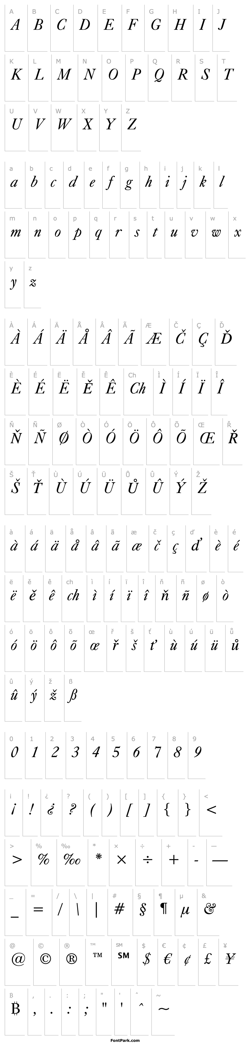 Overview Caslon540 BT Italic