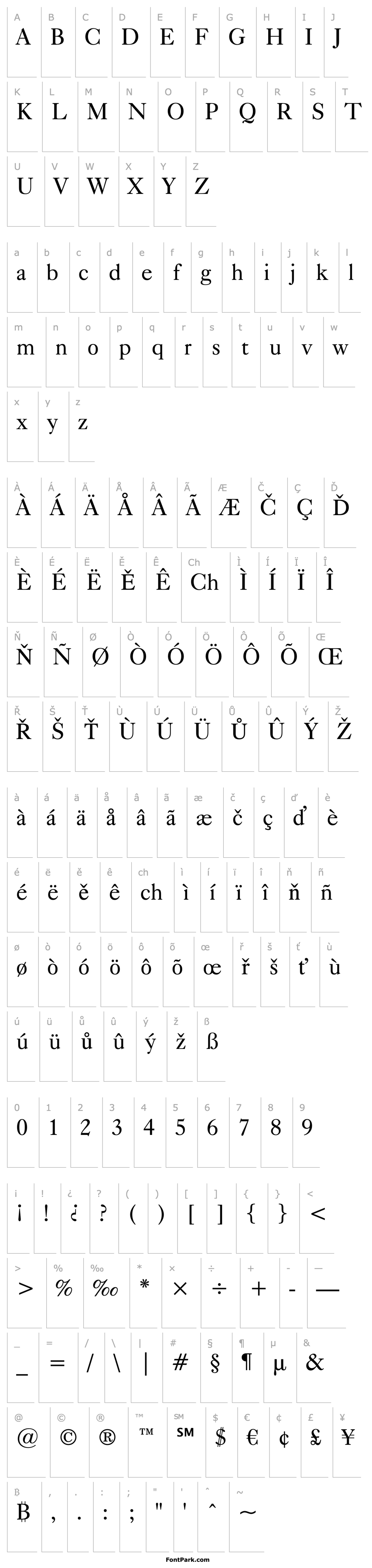 Overview Caslon540 BT Roman