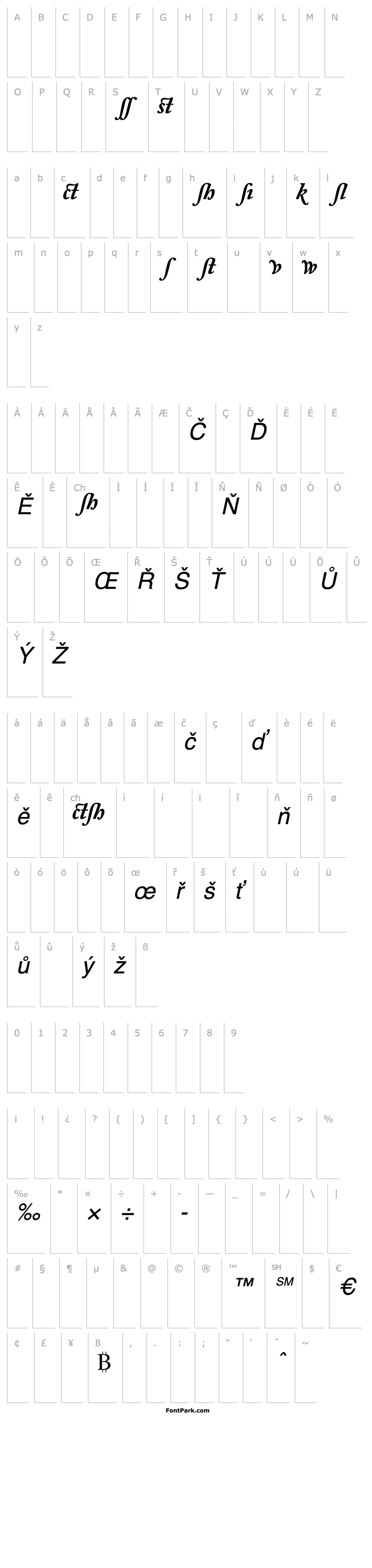 Přehled CaslonAlternateBlackSSK Italic