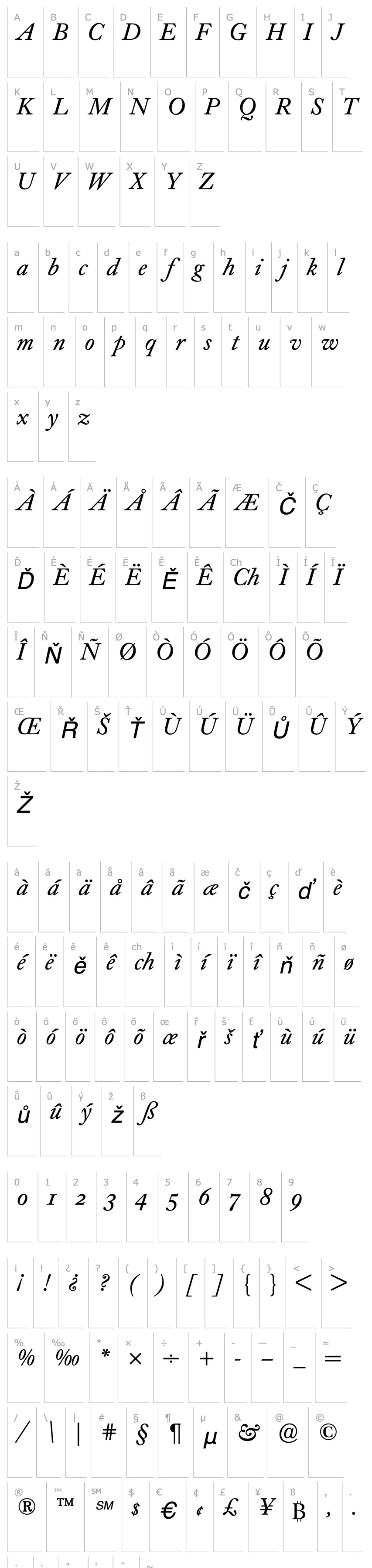 Overview CaslonBEOldstyleFigures-Book Italic