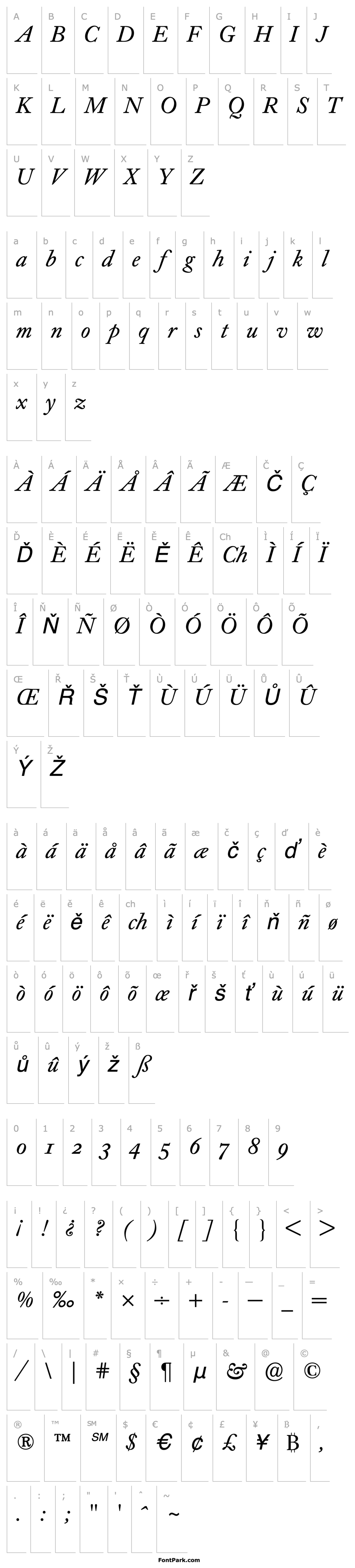 Přehled CaslonBuchExpertBQ-ItalicOsF