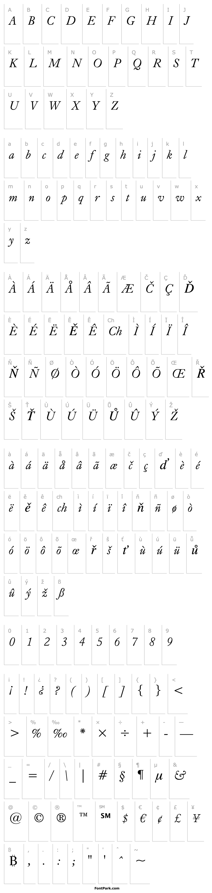 Overview CaslonOldFace BT Italic