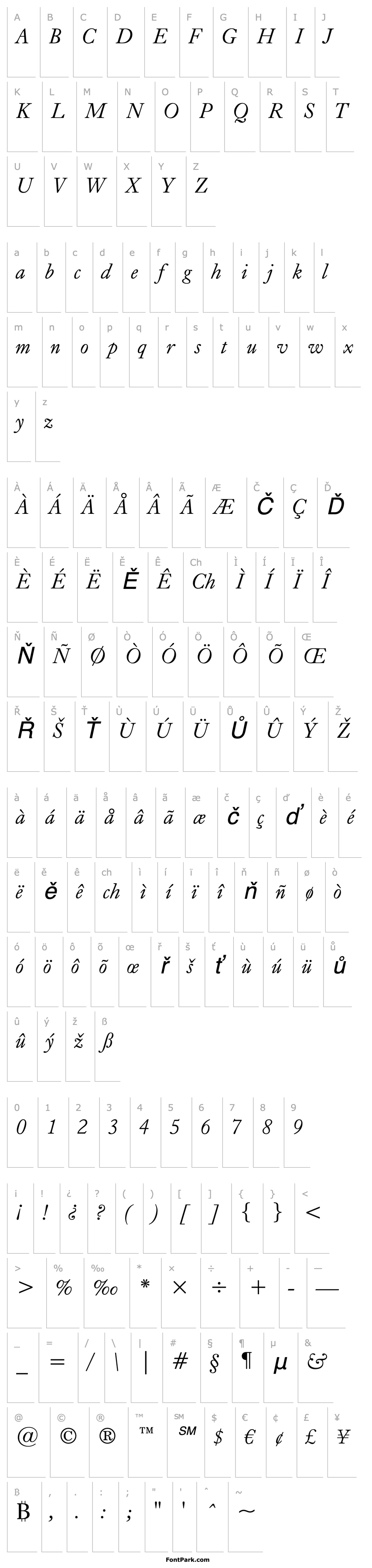 Overview CaslonOldFaceBT-Italic