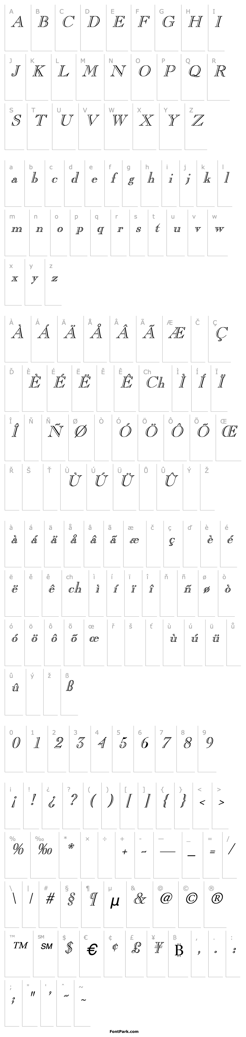 Přehled CaslonOpenFace Italic