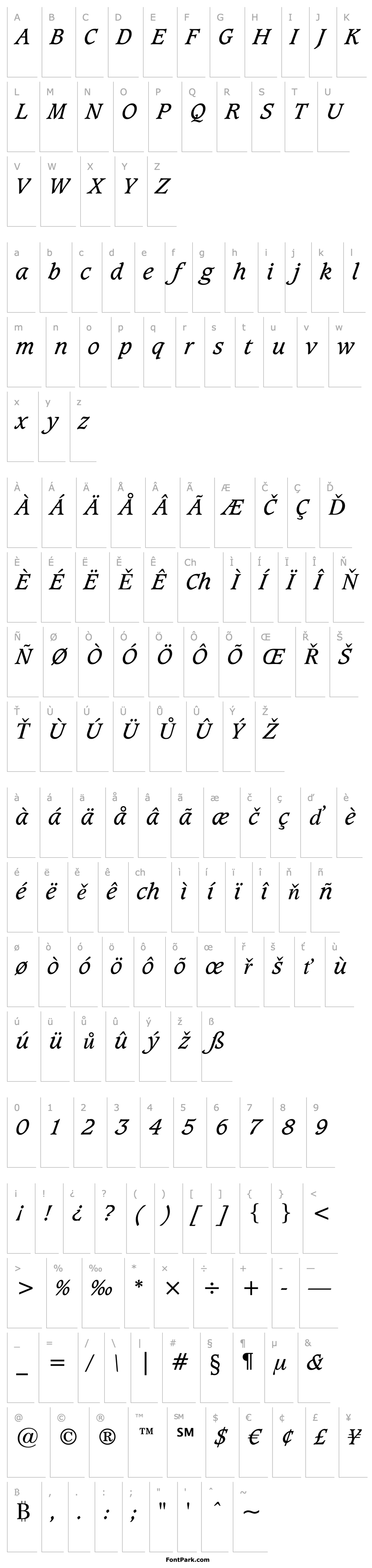 Overview Caxton Book Italic BT