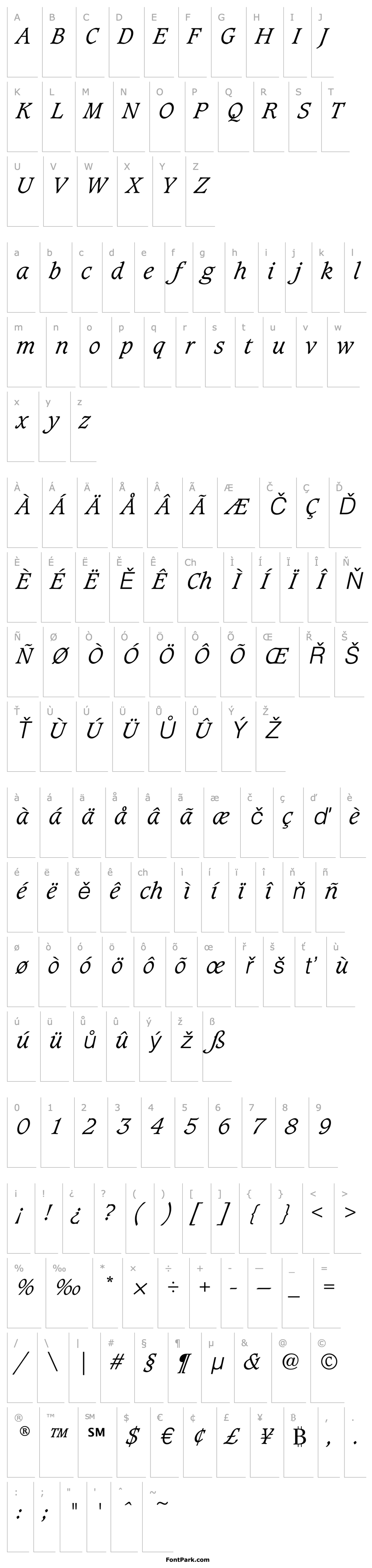 Přehled CaxtonEF-LightItalic