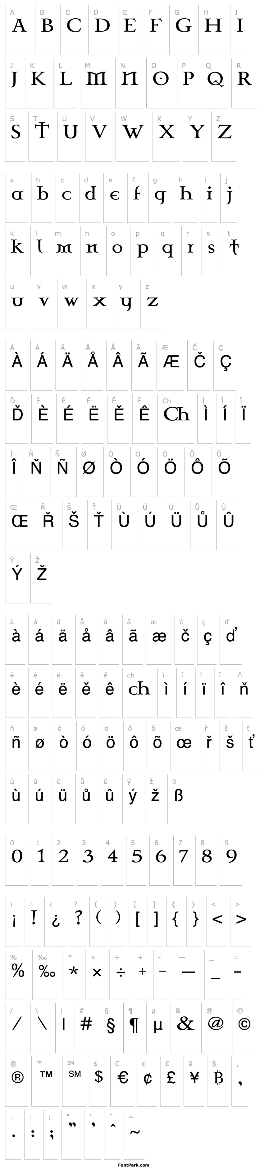 Přehled Celtic Garamond the 2nd