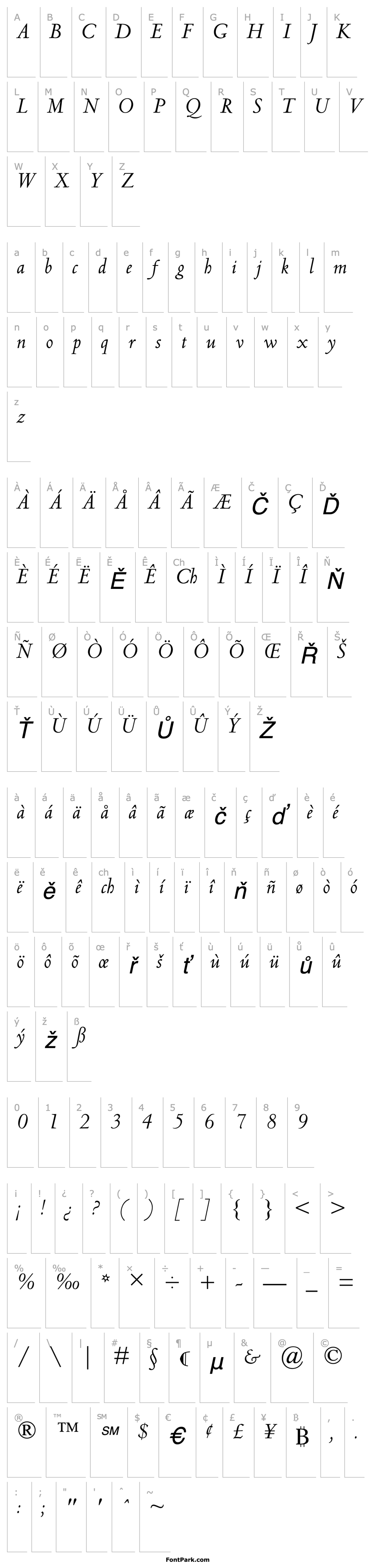 Přehled CentaurMT-Italic