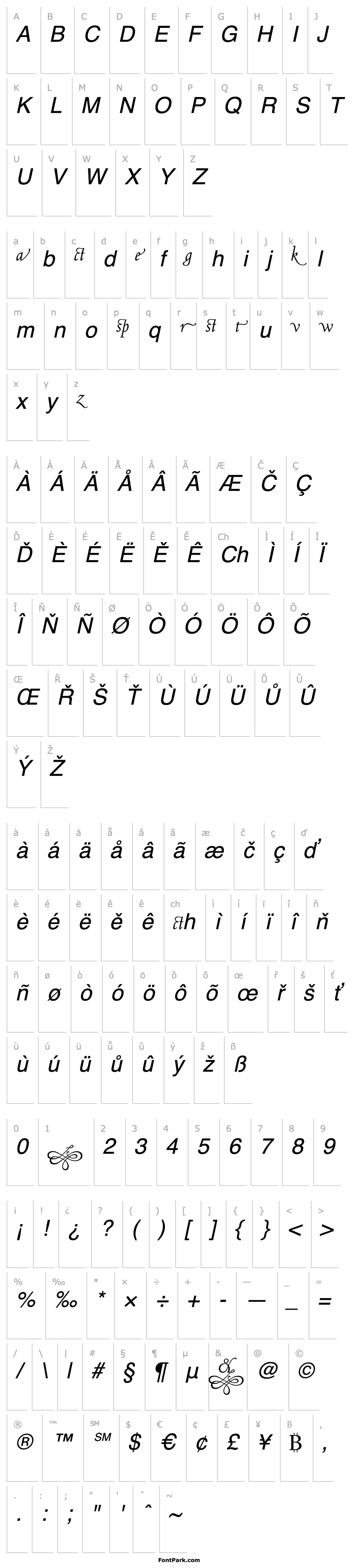 Přehled CentaurMTAlternate-Italic