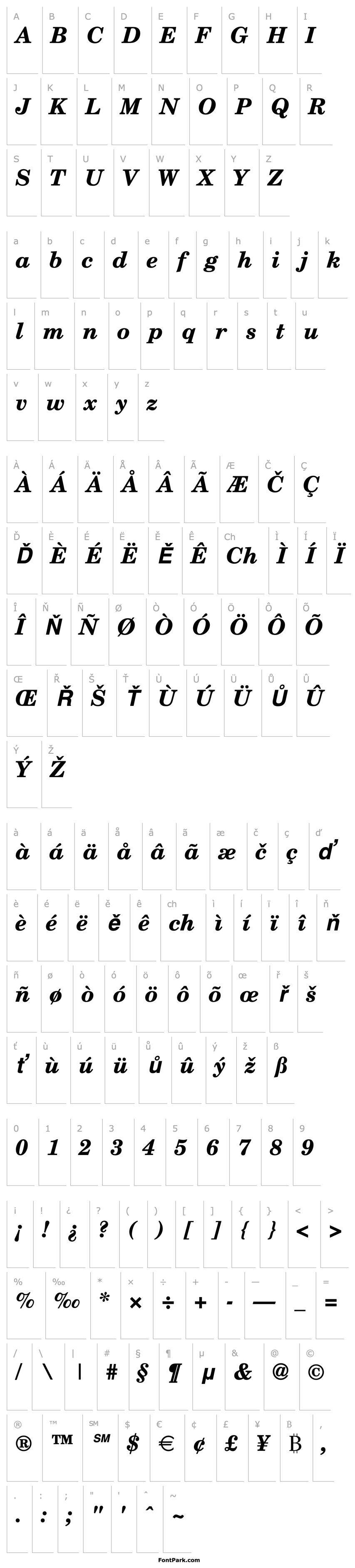 Přehled Century_Becker_Schoolbook_Bold_Italic