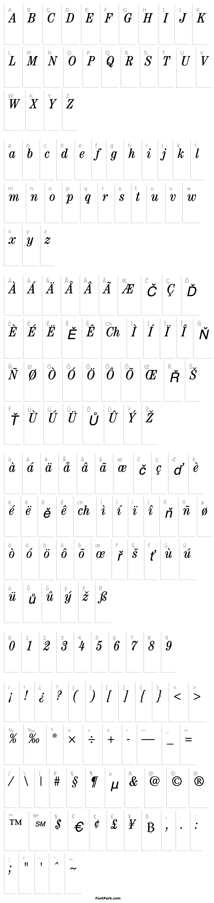 Overview Century Condensed SSi Condensed Italic