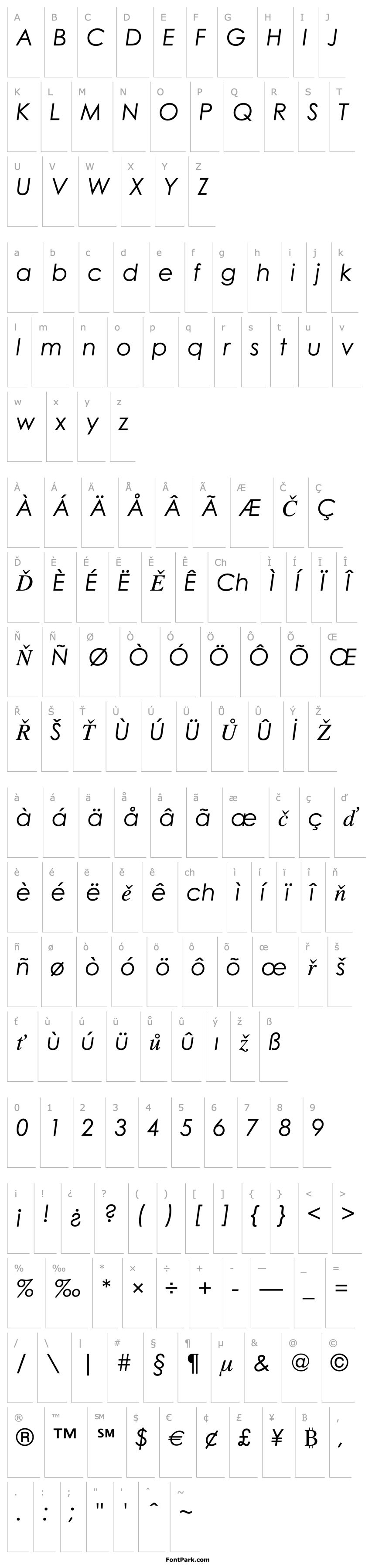 Overview Century Gothic Italic