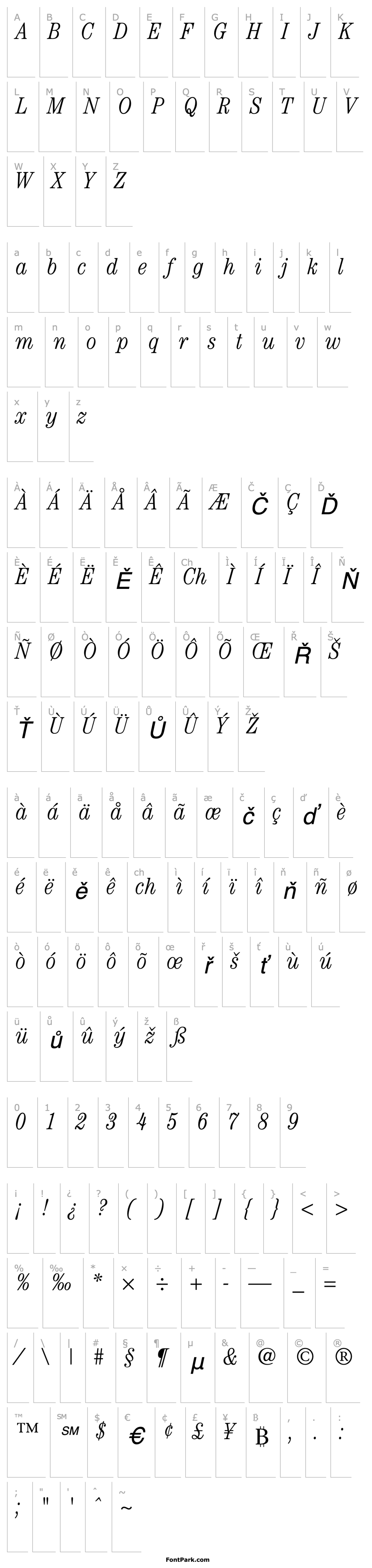 Overview Century Light Condensed SSi Light Condensed Italic