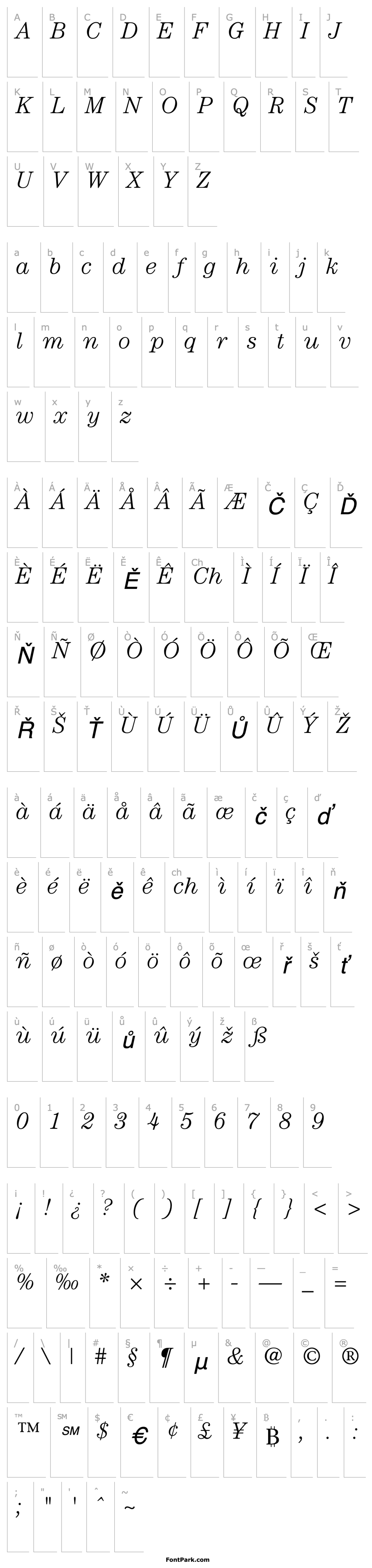 Overview Century Light SSi Light Italic