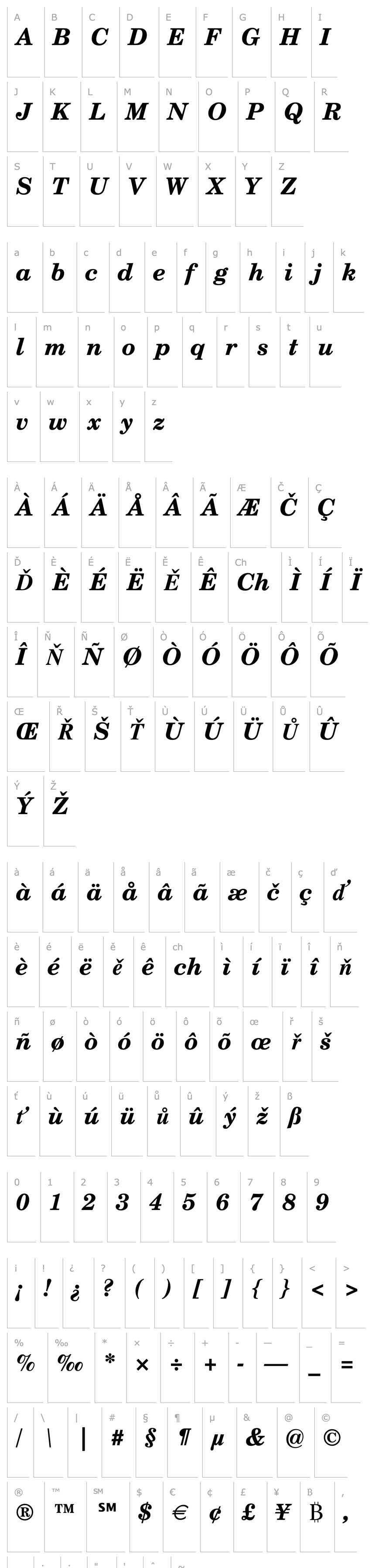 Overview Century Schoolbook Bold Italic SWA