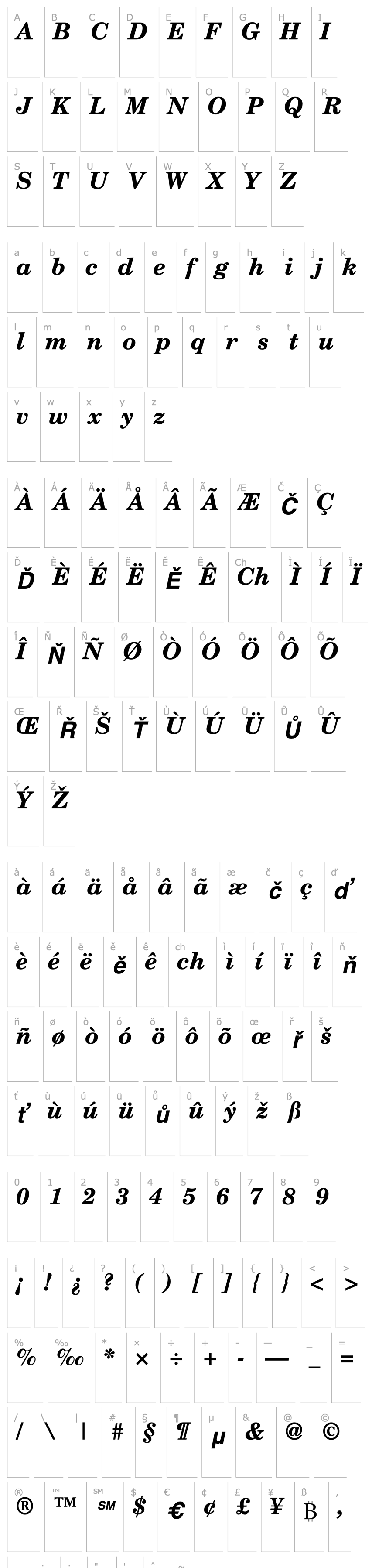 Přehled Century Schoolbook BOLDITALIC