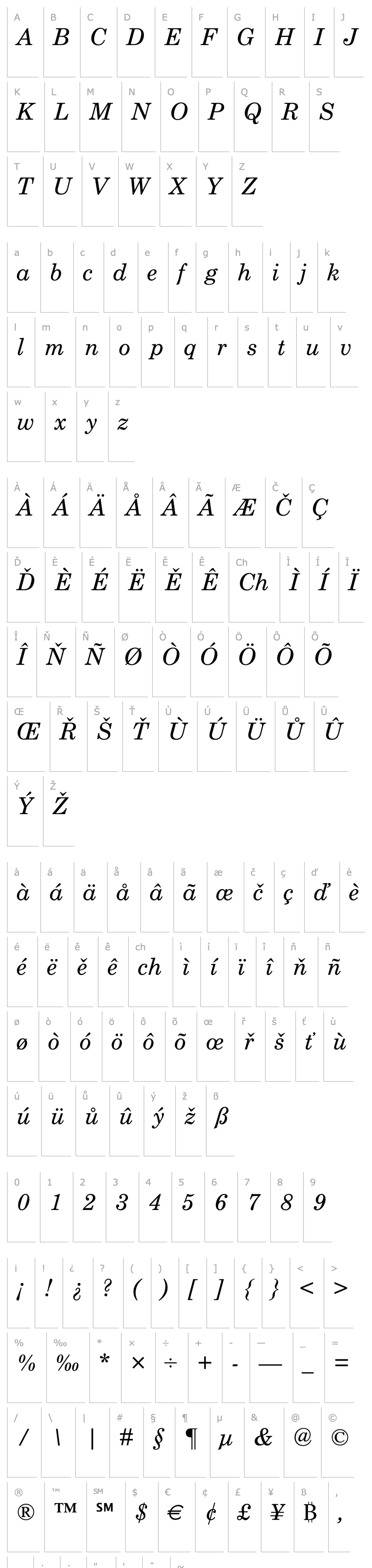 Overview Century Schoolbook Italic