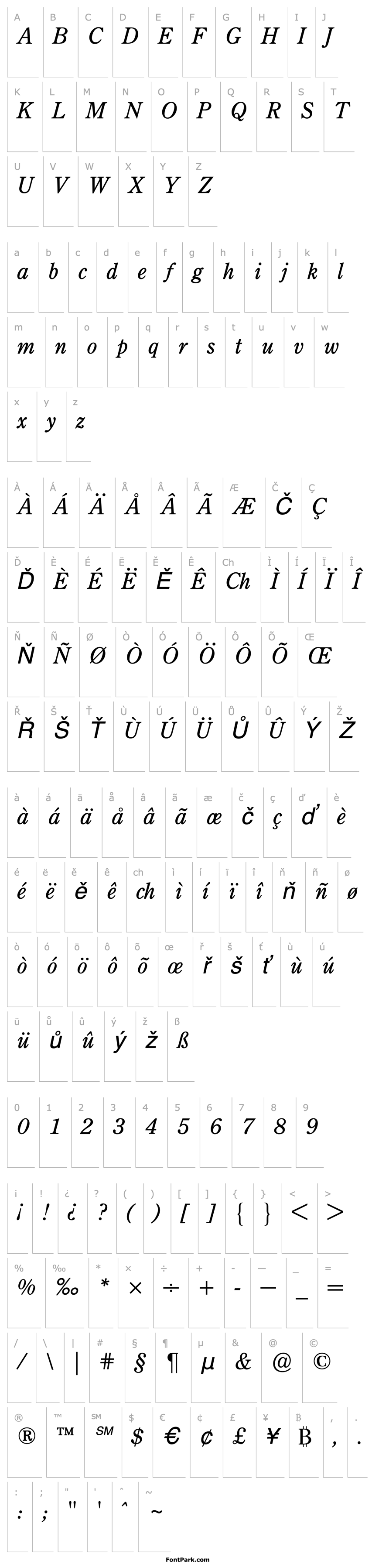 Přehled CenturyATFOldStyleBQ-Italic