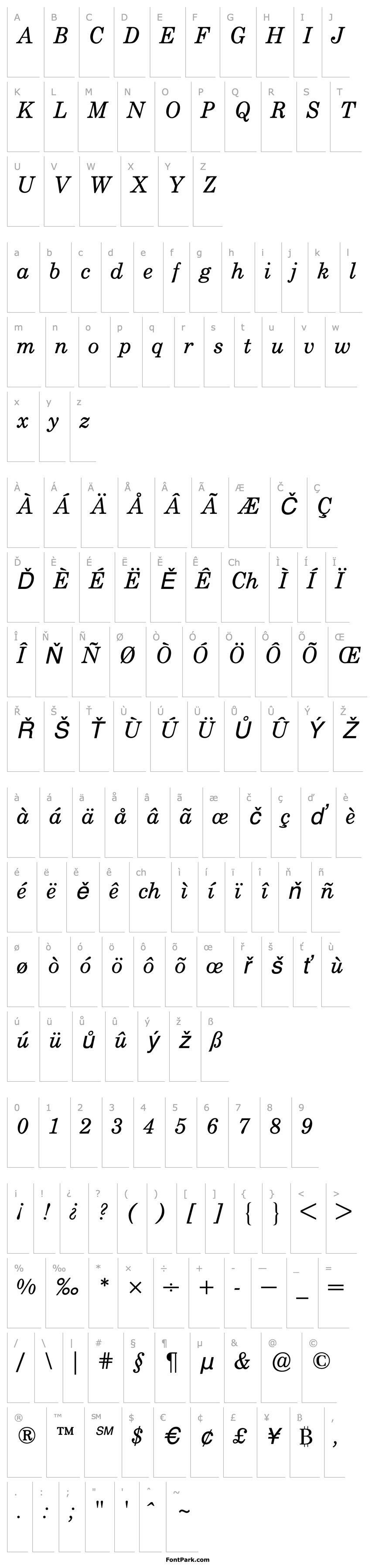 Přehled CenturyATFSchoolbookBQ-Italic