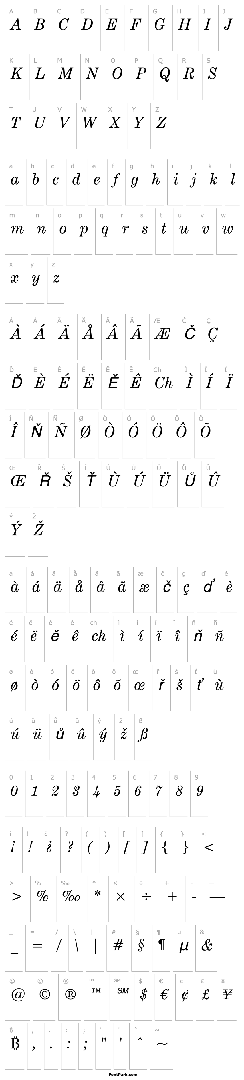 Přehled CenturyExpandedBT-Italic