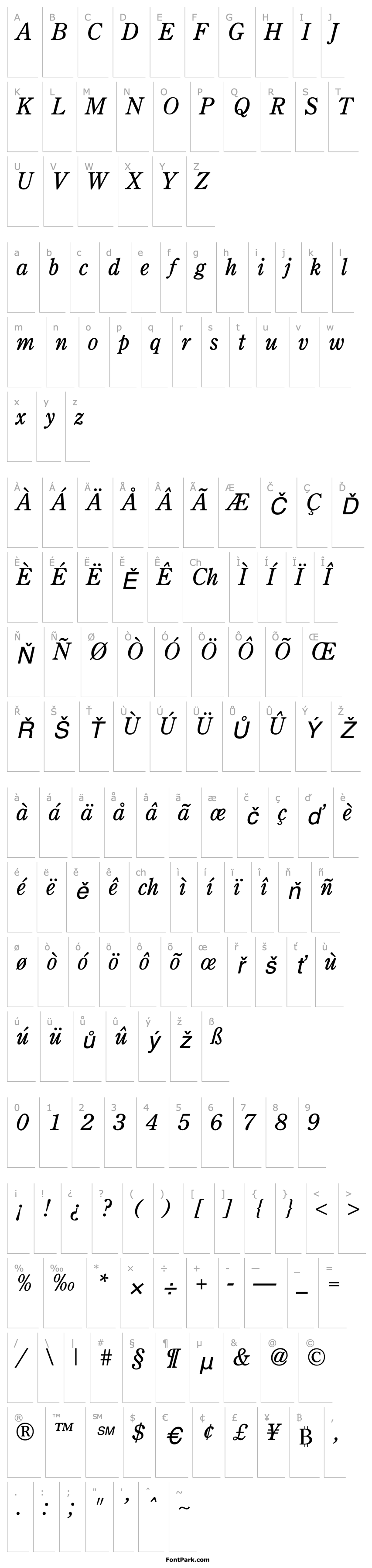 Overview CenturyOldStyle Italic