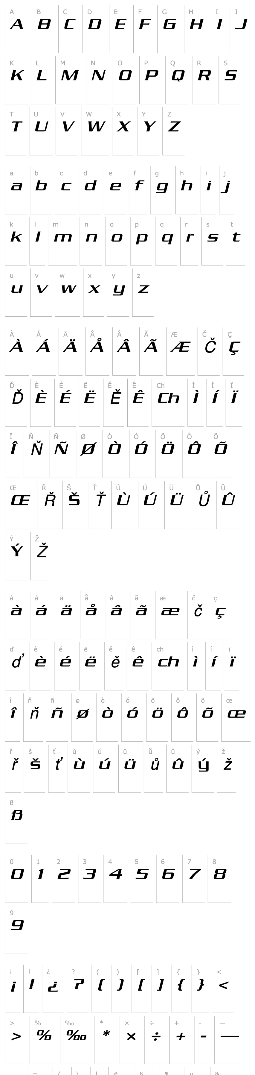 Přehled Chaney Wide Italic