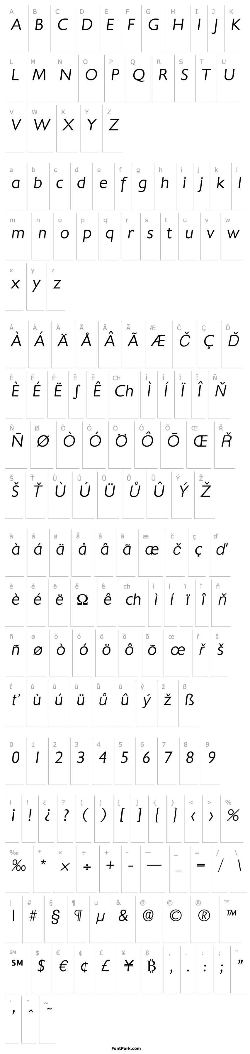 Overview Chantilly-Serial-Light-RegularItalic