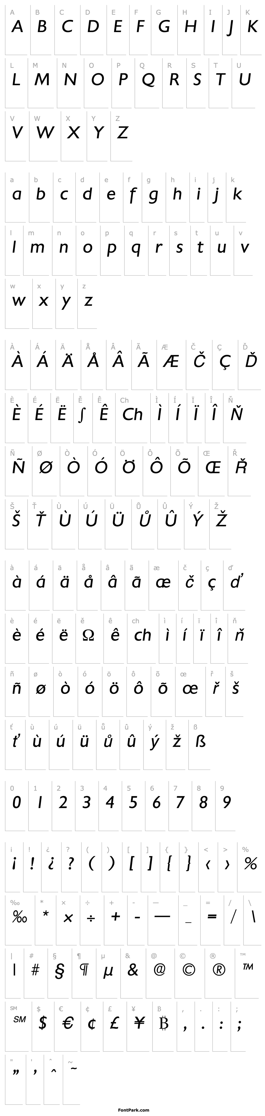 Overview Chantilly-Serial-RegularItalic