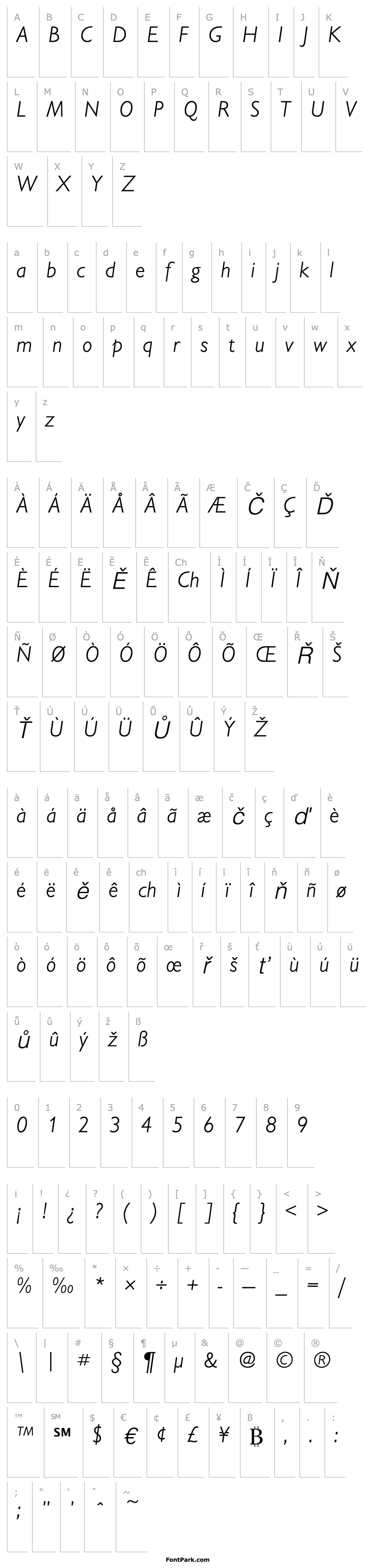 Přehled ChantillyLH LightItalic