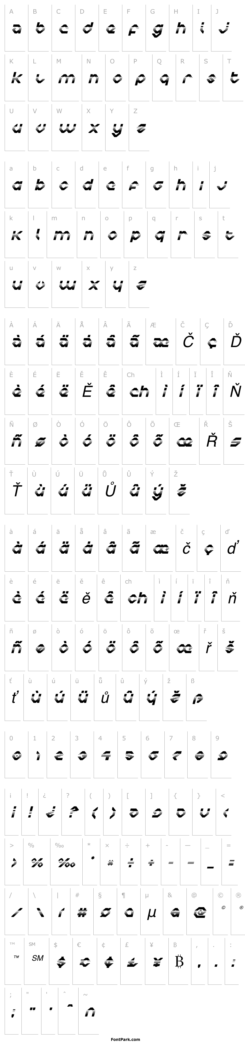 Přehled Charlie's Angles Halftone Italic