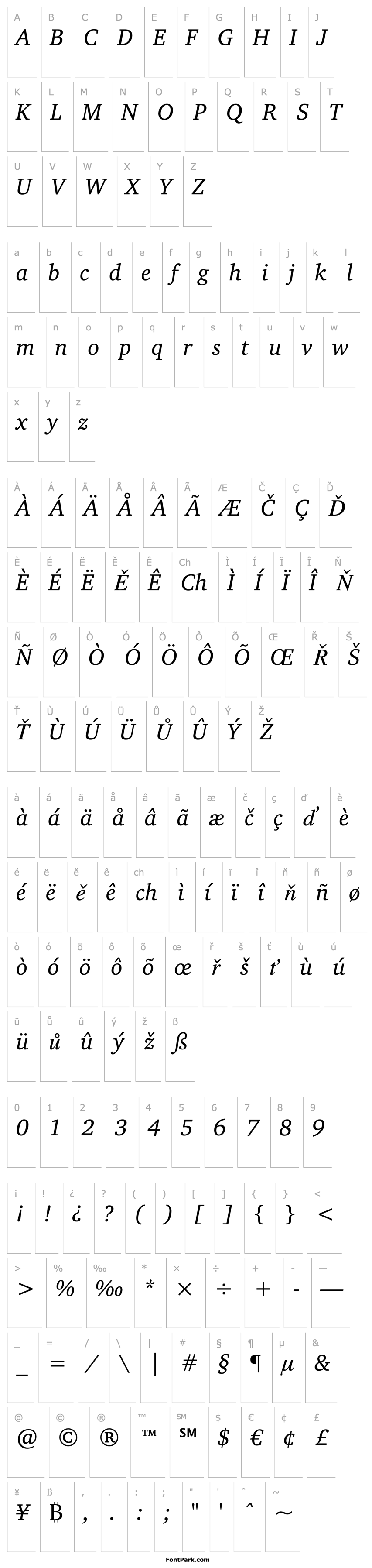 Přehled Charter BT Italic