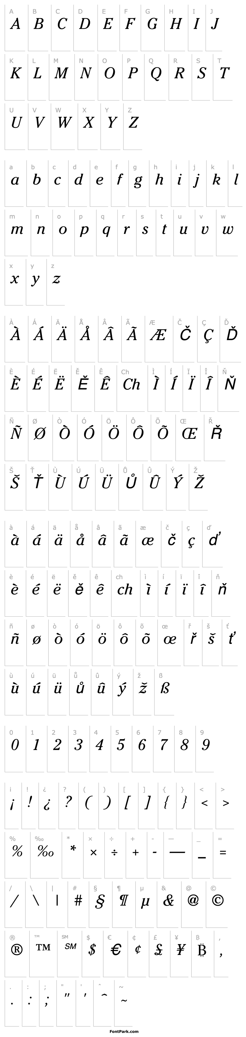 Overview Cheltenham BookItalic