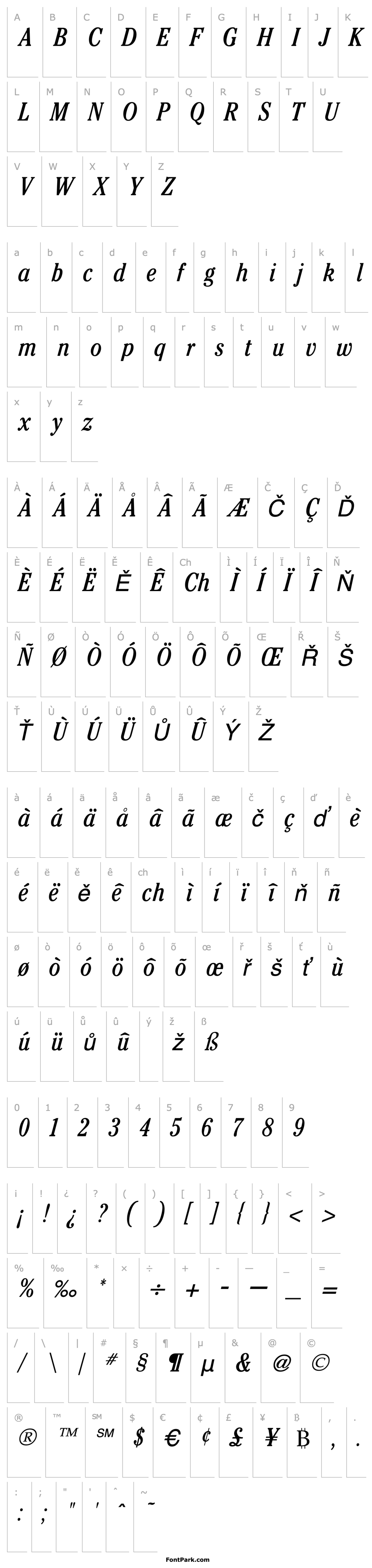 Overview Cheltenham Condensed Italic