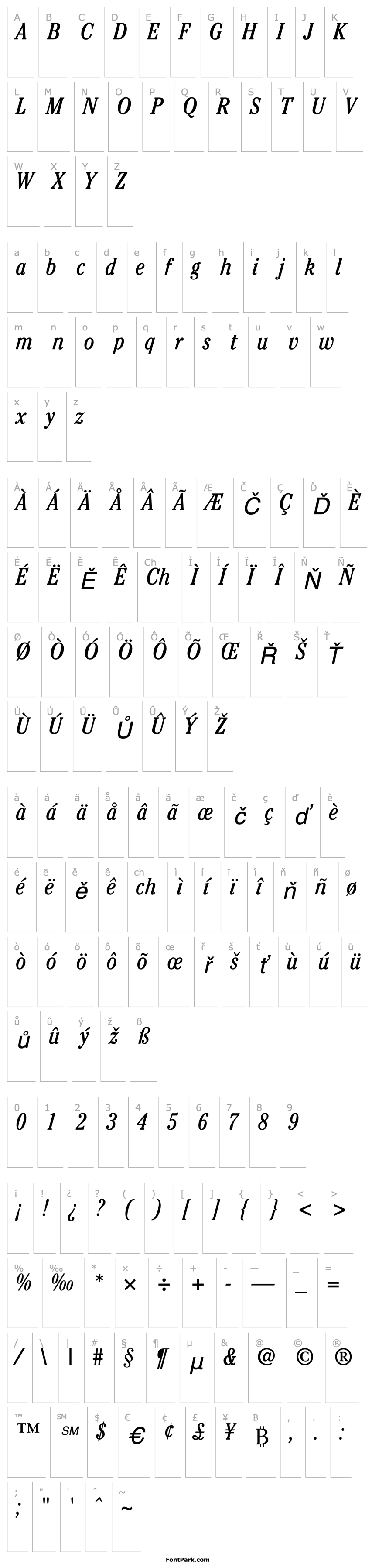 Overview Cheltenham Condensed SSi Condensed Italic