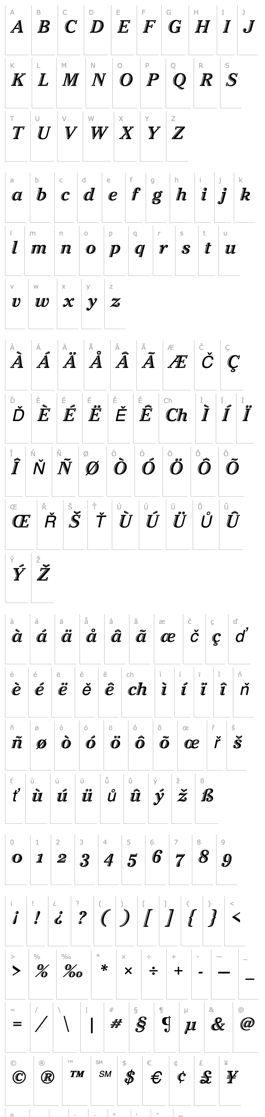 Overview Cheltenham Htd OS ITC TT Italic