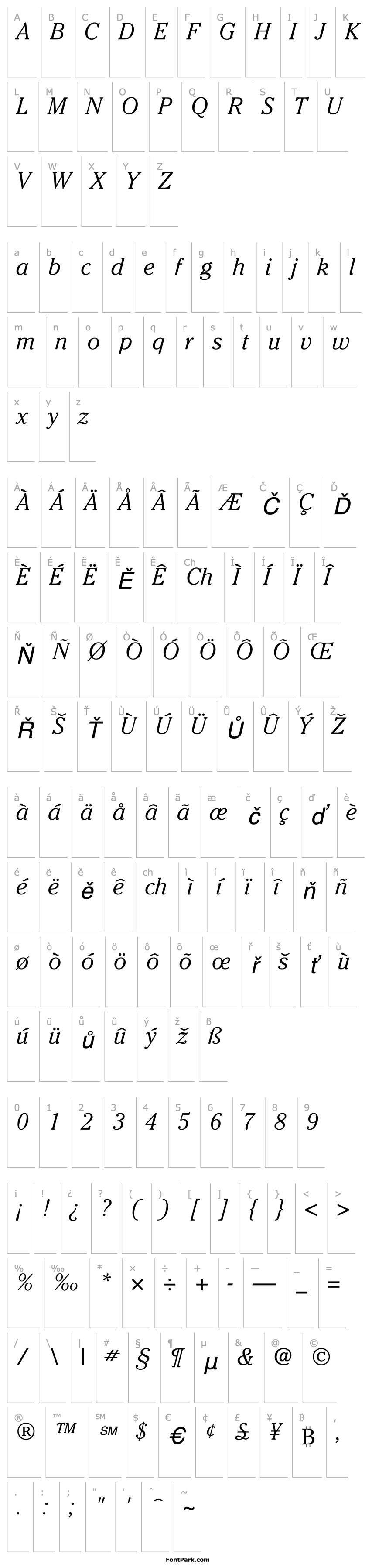 Overview Cheltenham Light SSi Light Italic