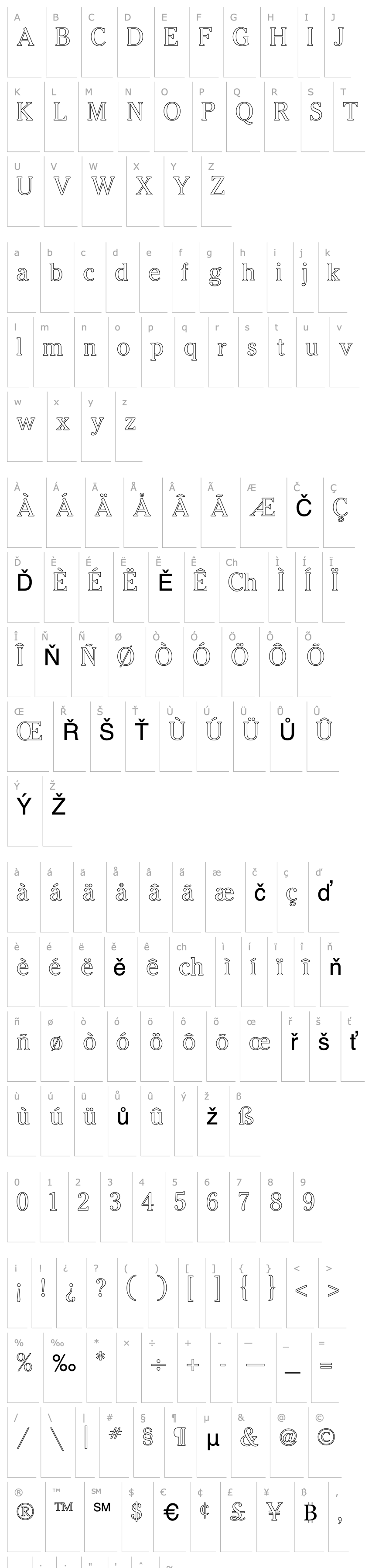 Přehled Cheltenham Outline Regular