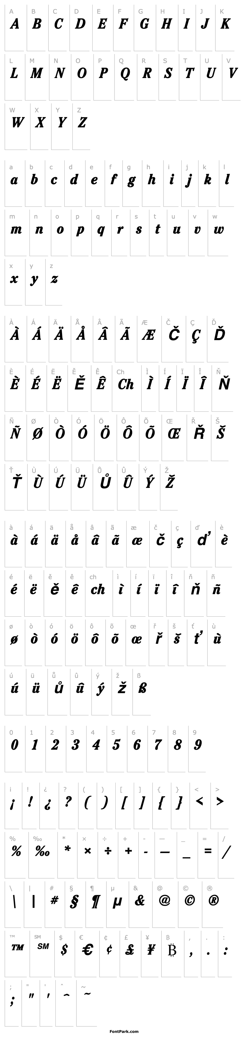 Overview CheltenhamCondLH Bold Italic