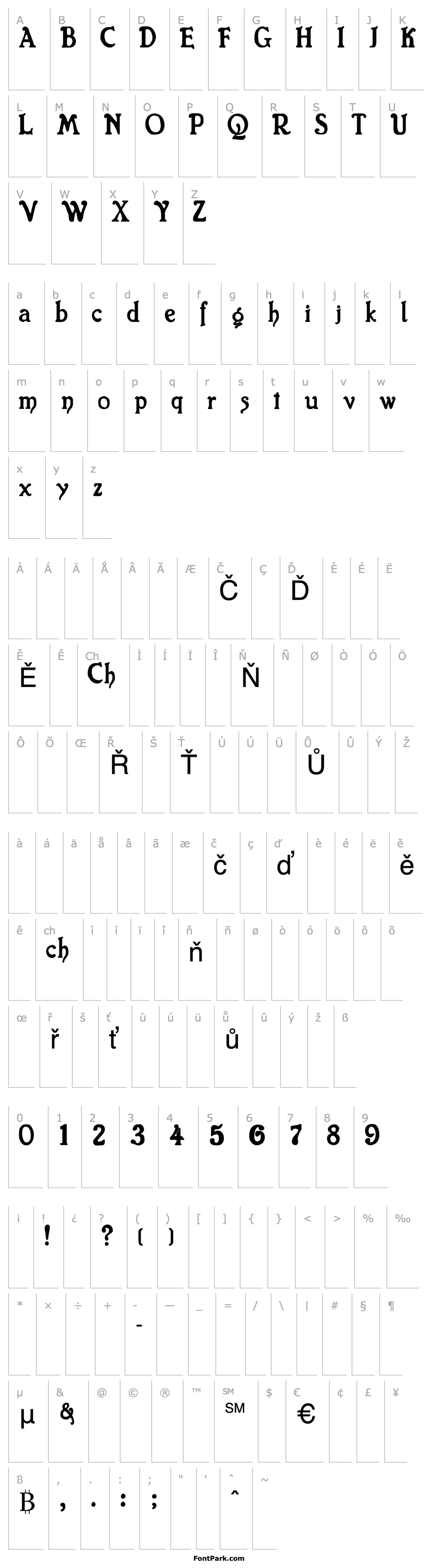 Přehled ChesterfieldAntique Script