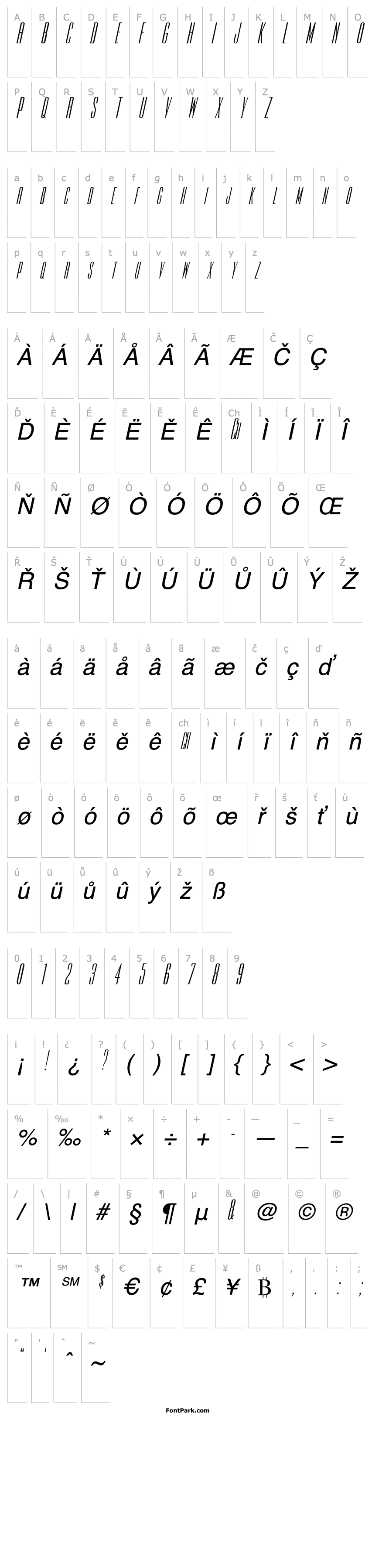 Přehled ChianneCondSCapsSSK Italic