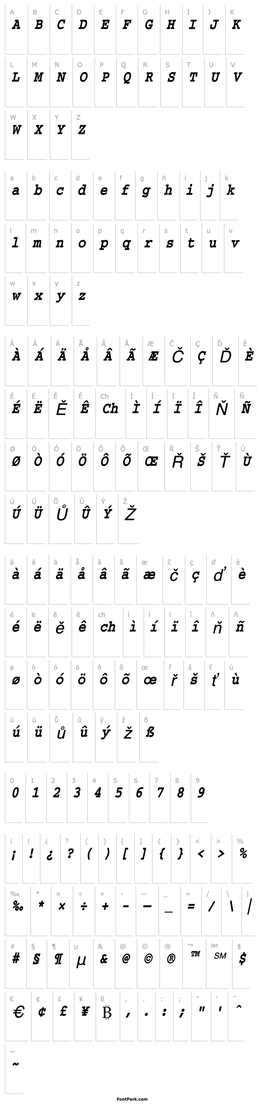 Přehled Chisel-Condensed Italic