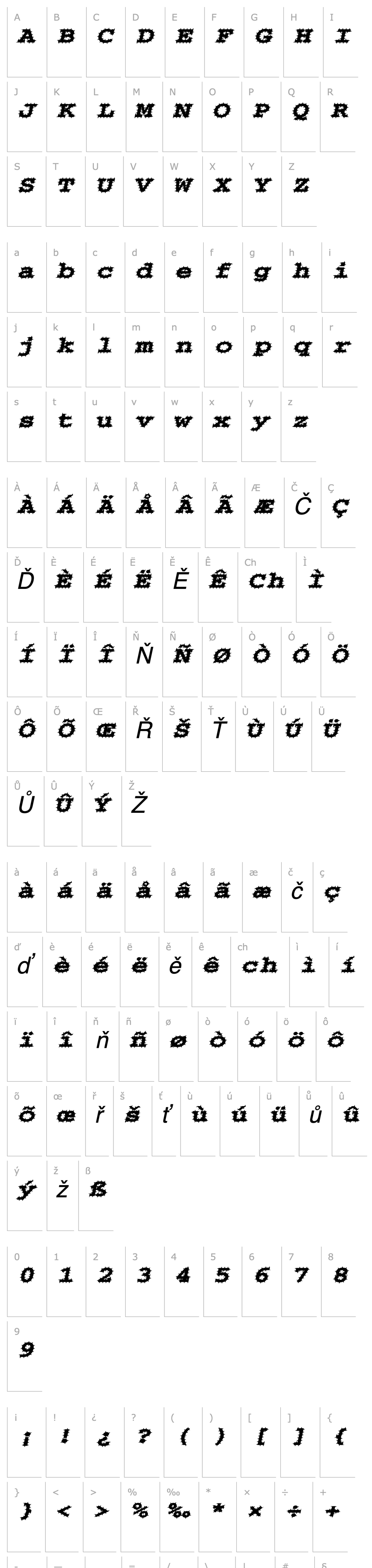 Přehled Chisel-Spiked-Extended Italic