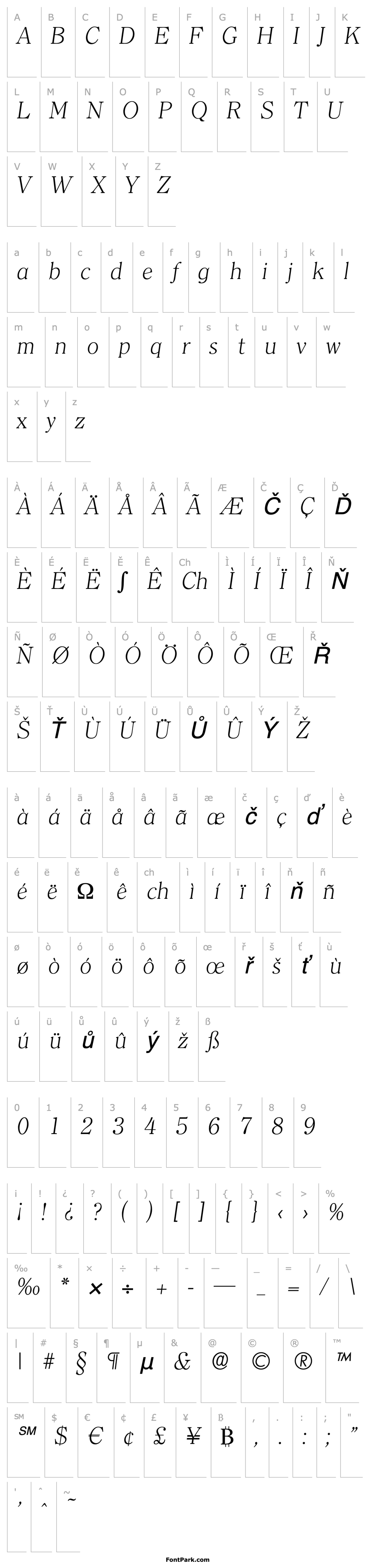 Overview ChristianBecker-ExtraLight Italic