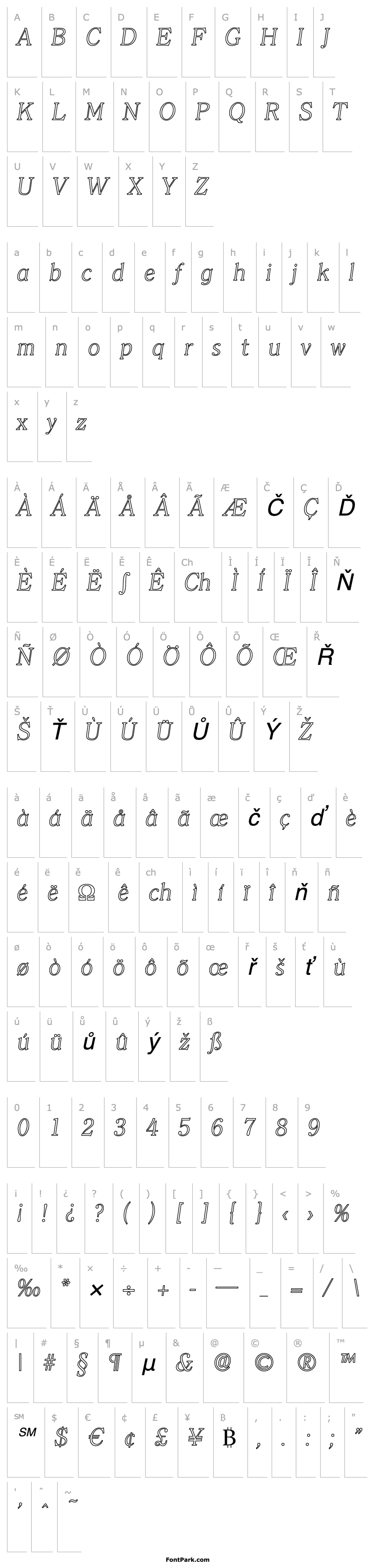 Přehled ChristianBeckerOutline-ExLight Italic