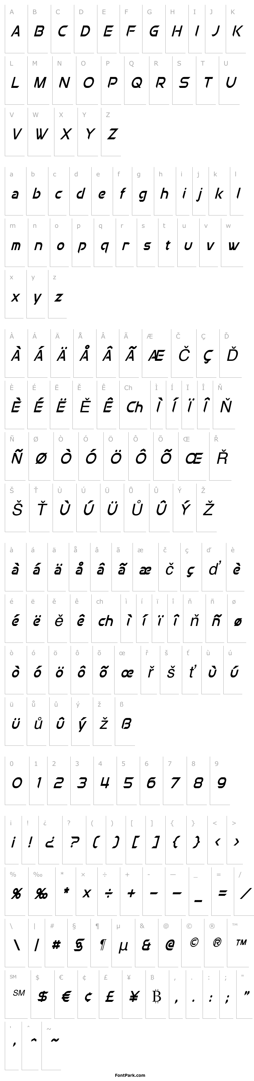 Přehled Chromia Condensed Italic