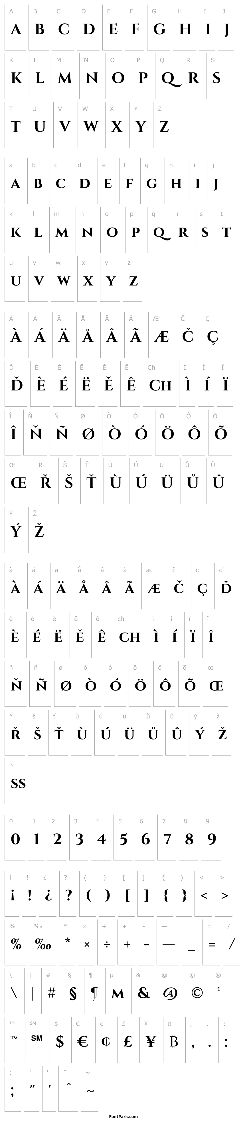 Přehled Cinzel-Bold