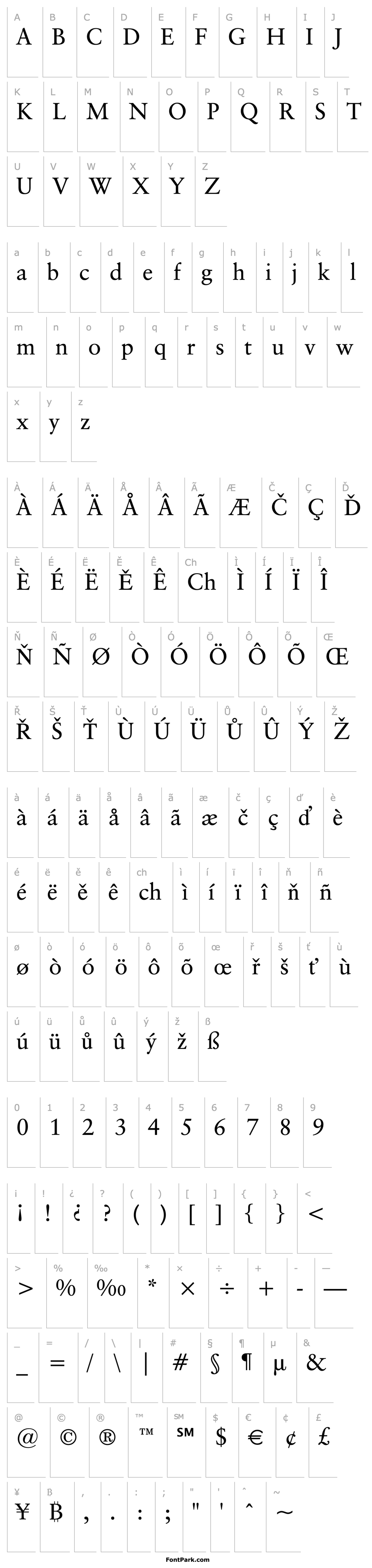 Přehled Classical Garamond BT