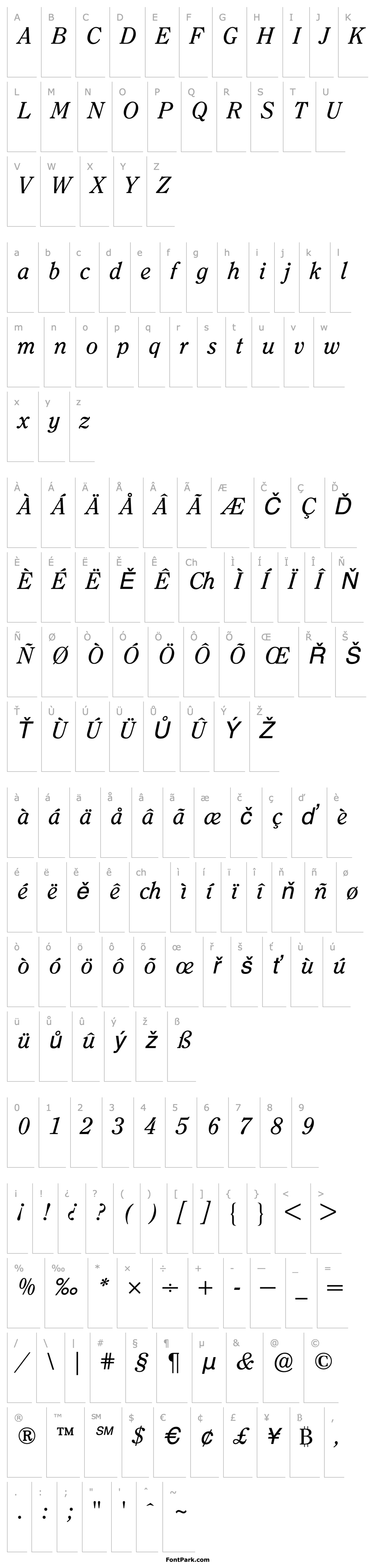 Přehled ClearfaceITCBQ-RegularItalic